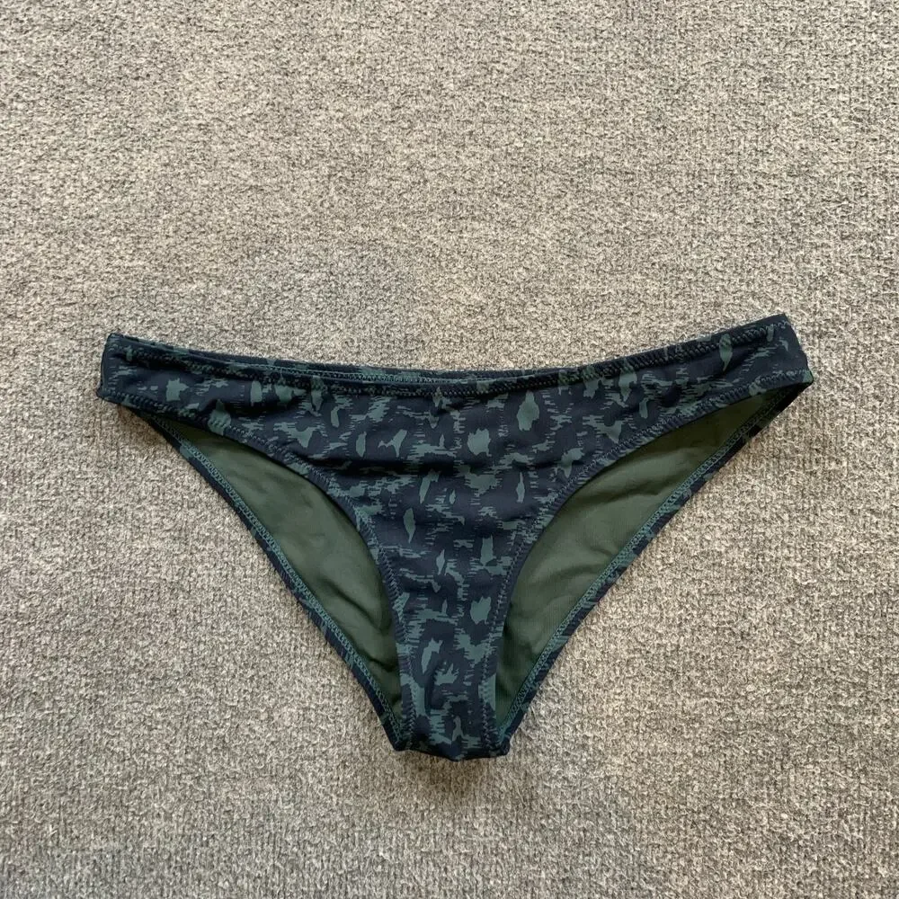 Vuori Bikini Set Womens L Large Aqua Leopard Print Padded Triangle Top Bottom
